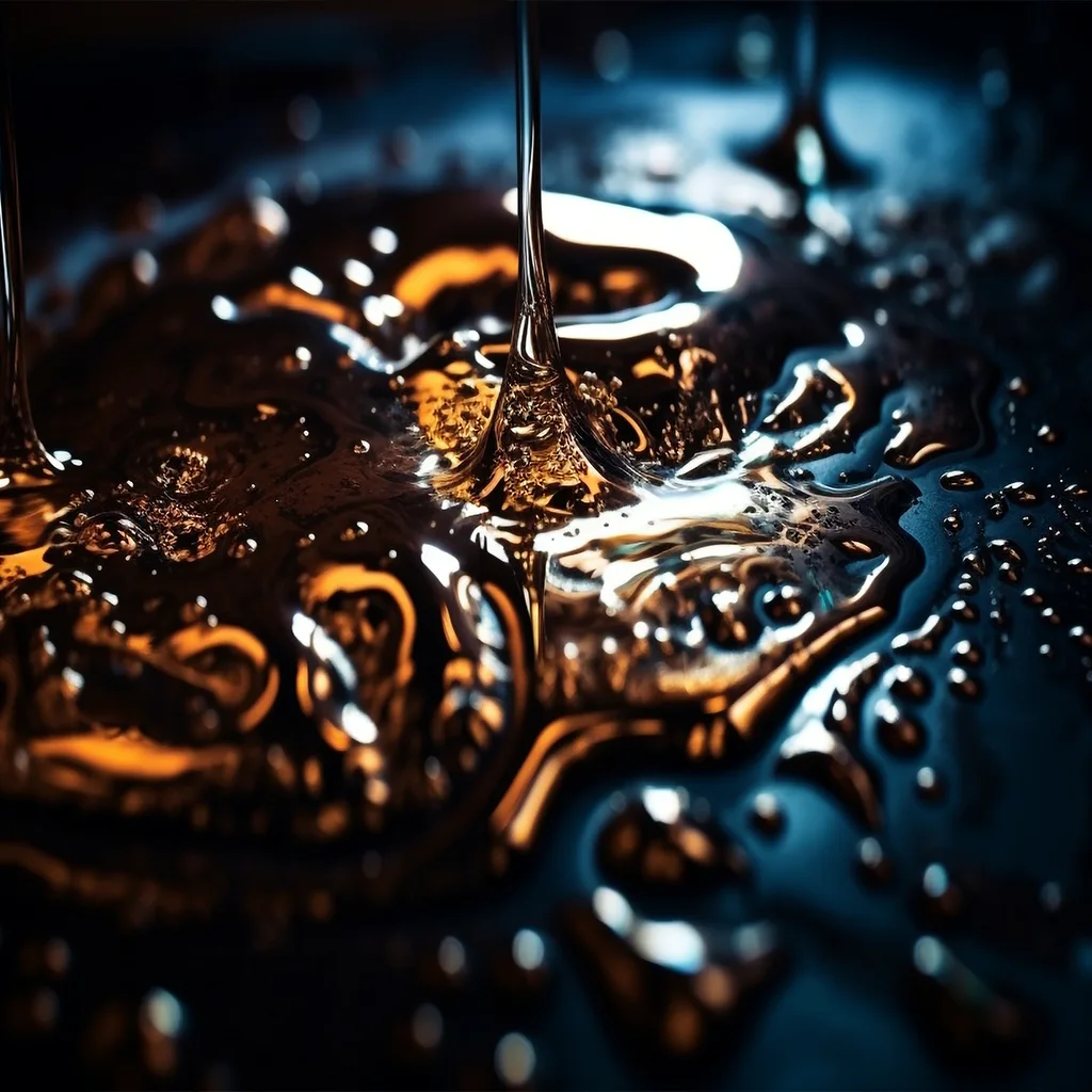 rippled oil reflects banner